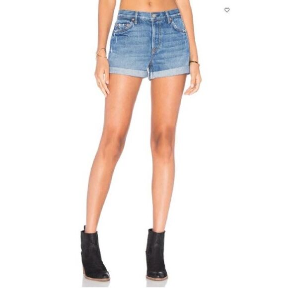 GRLFRND Karlie High Rise Jean Shorts 24 Light Wash Distressed - Picture 8 of 10